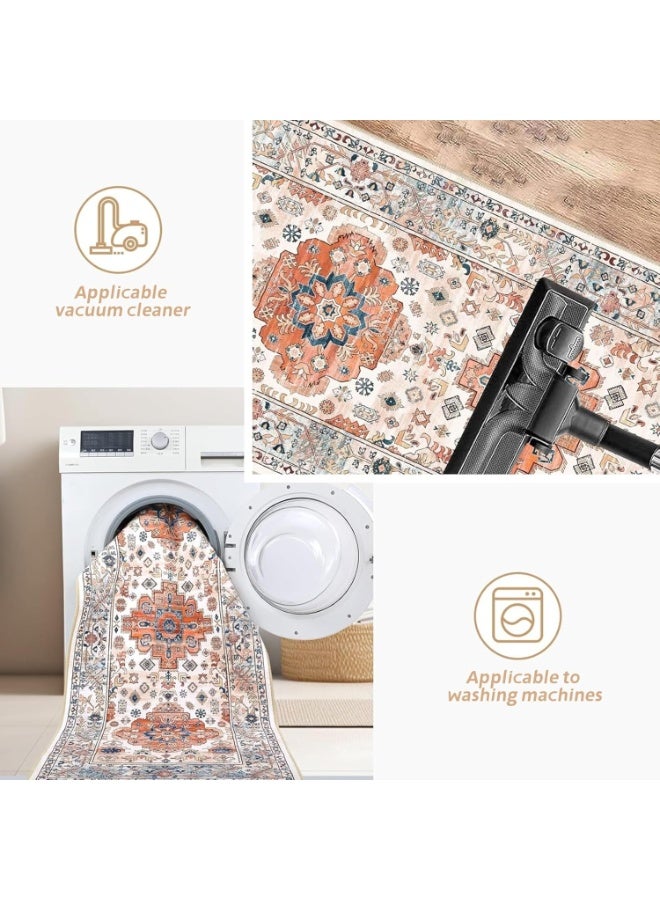 2 * 6ft Low Pile Soft Vintage Runner Rugs - Washable Hallway Carpet for Home Kitchen Laundry Room Living Room - Image 3